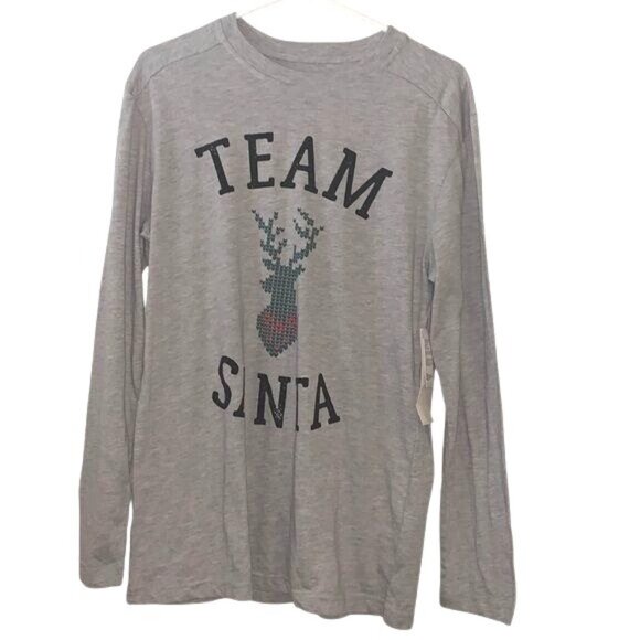 Joe Boxer Team Santa Gray Long Sleeve Shirt Small - Picture 1 of 7